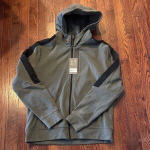 Men's Gray and Black Fleece Zip-Up Hoodie